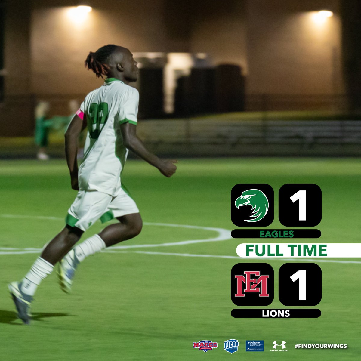 MCCEaglesSports's tweet photo. FINAL. The Eagles draw with East Mississippi in Scooba. Meridian now moves to 4-1-1 in MACCC play and will host Co-Lin at C.D. Smith Field this Friday at 5 pm. #FindYourWings https://t.co/Rzxr6PceLp