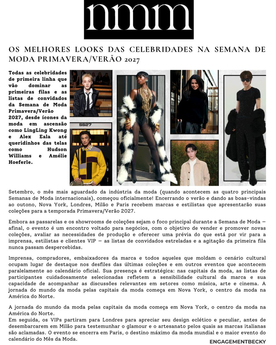 engagementbecky's tweet photo. Artigo No Manners Magazine (NMM) ✎ᝰ

"Os melhores looks das celebridades na Semana de Moda Primavera/Verão 2027
Revista Sem Boas Maneiras"

Leia e Compartilhe:
🔗https://t.co/XeEKbKNzsG

REBECCA AT TODS MFW26
#BeckyxTodsSS27 #beckysangels‌ 
#BeckyxMFWTodsSS27 
#BeckyArmstrong https://t.co/r2h4L5rfMn