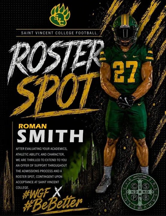 Romansmith2027's tweet photo. Blessed to receive a roster spot from @SVC_FTBL ! 🏈🙏

Thank you to @CoachLlamas_3 and the entire coaching staff for believing in me and giving me this opportunity. I’m extremely grateful. #AGTG #recruitthecolonials https://t.co/gMx3jl8joR