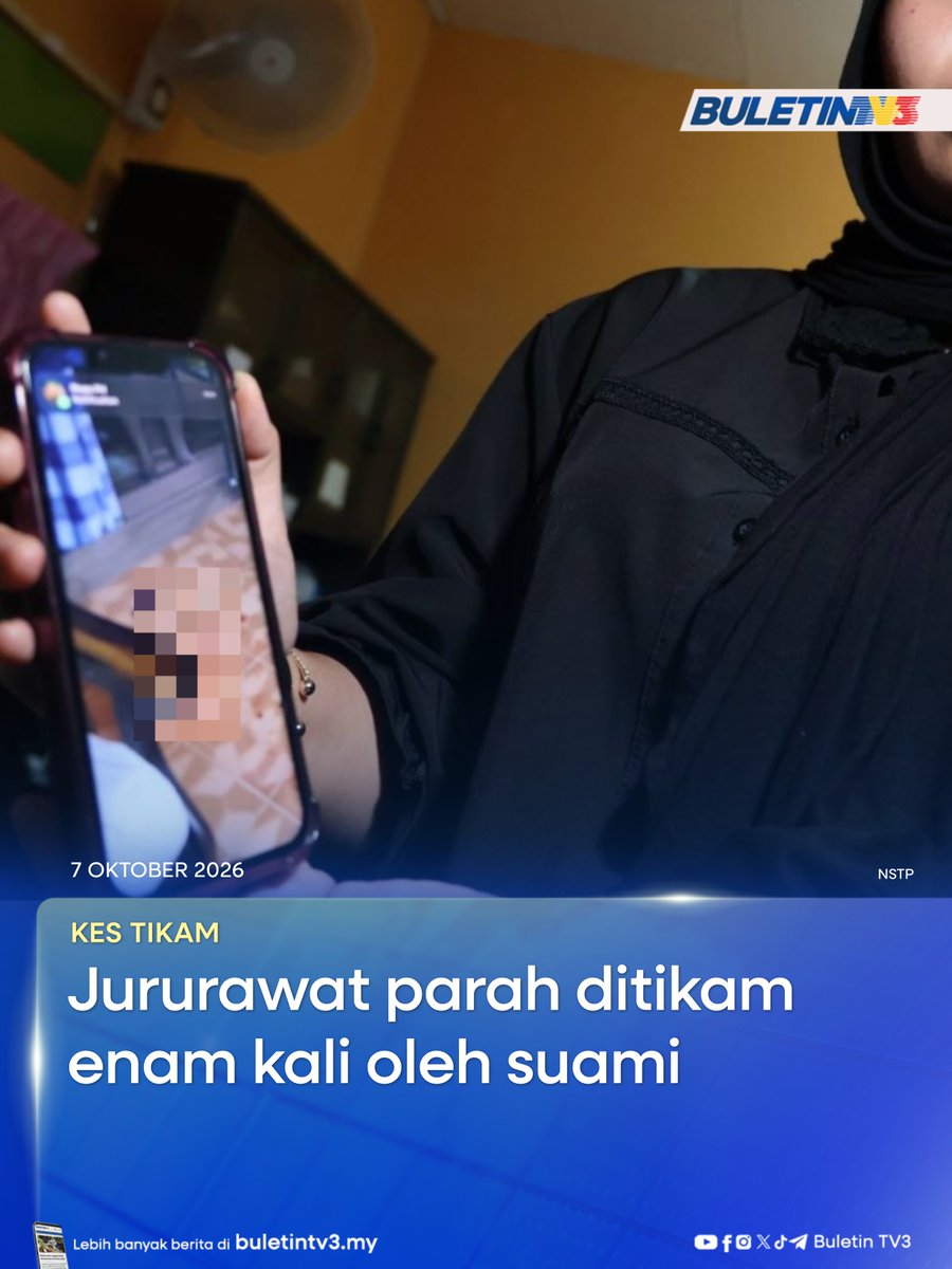 BuletinTV3's tweet photo. KES TIKAM | Seorang jururawat parah selepas ditikam enam kali oleh suaminya di rumah mereka di Kampung Padang Lepai, dekat Kadok, malam kelmarin.

#BuletinTV3 #KesTikam #Jenayah #KotaBharu https://t.co/m0X9bmiNNH