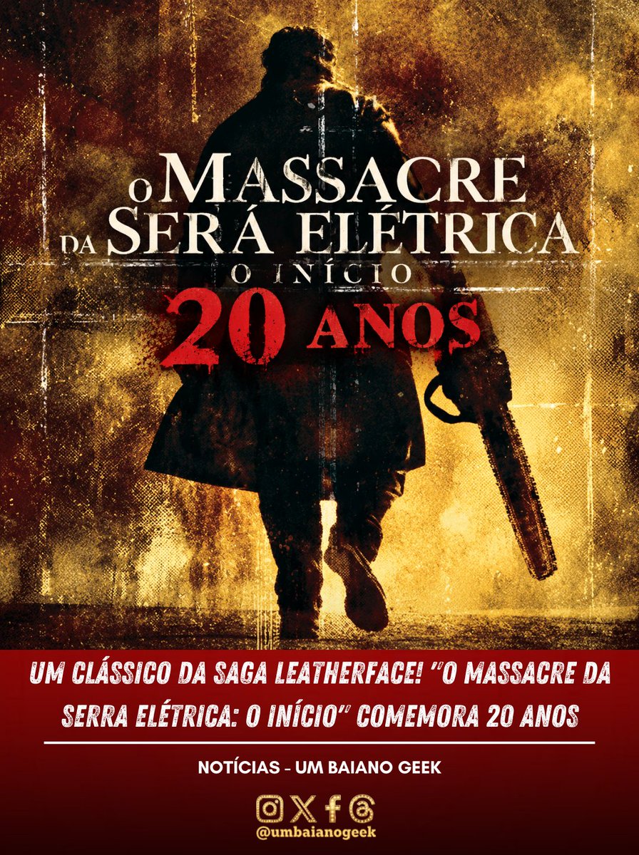 HorrorFilmsNews's tweet photo. Há 20 anos, Leatherface mostrava como o pesadelo começou. "O Massacre da Serra Elétrica: O Início" estreava em 2006, explorando as origens de Thomas Hewitt e sua família.
Siga @HorrorFilmsNews 🍿✨
#UmBaianoGeek #Cinema #Filmes #OMassacreDaSerraElétrica #Leatherface https://t.co/f7UGXs6IbT