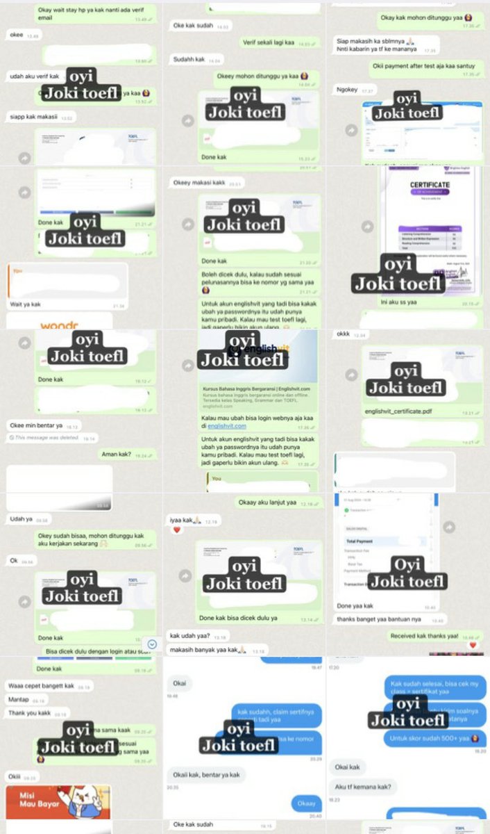 campixna's tweet photo. halo aku sudah open joki yaa, yg butuh joki toefl untuk keperluan pekerjaan (cpns, kai, dll) atau pendidikan bisa di akuuu!

💸 start from 100k 
— garansi skor 500++
— since 2021
— testimoni lengkap (https://t.co/DFGcEPlqjb) 
— hubungi WA di bio yaa 

t. murah l harga cepet wa https://t.co/gJBdYbKg9v