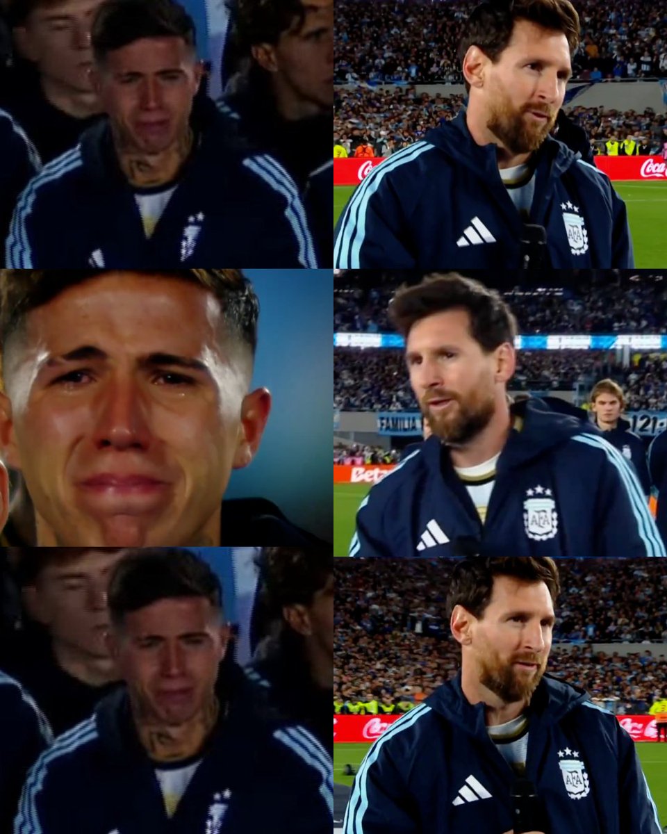 InvictosSomos's tweet photo. Y mientras Lionel Messi daba su DISCURSO DE DESPEDIDA como jugador de la Selección Argentina, Enzo Fernández simplemente no pudo contener las lágrimas. El actual jugador del Manchester City creció admirando a Lionel. En 2016, cuando parecía que el 10 se retiraba de la selección, Enzo le escribió una carta para pedirle que volviera porque tenía el sueño de jugar con él. Hoy, en 2026, luego de ser campeón de todo junto a él, el canterano de River Plate pudo estar en su despedida. Y rompió en llanto al saber que no volverá a compartir cancha con su máximo ídolo. 

Esto es Messi, señoras y señores. 

Admirado, respetado e idolatrado como nadie. 

Las lágrimas de Enzo son las lágrimas del mundo del fútbol.

LO QUE GENERA EL GOAT NO TIENE COMPARACIÓN.