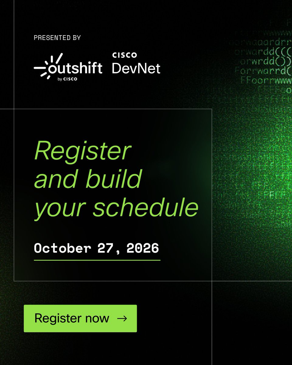 outshiftbycisco's tweet photo. Building the next wave of tech means looking at how systems actually come together. Join us and @CiscoDevNet for #ShiftForward26. We’re diving into agentic and quantum infrastructure with technical leaders from @Cisco, @RedHat, @SoftServe, and more.

https://t.co/t340yfknYG https://t.co/1sUaCxtGaK