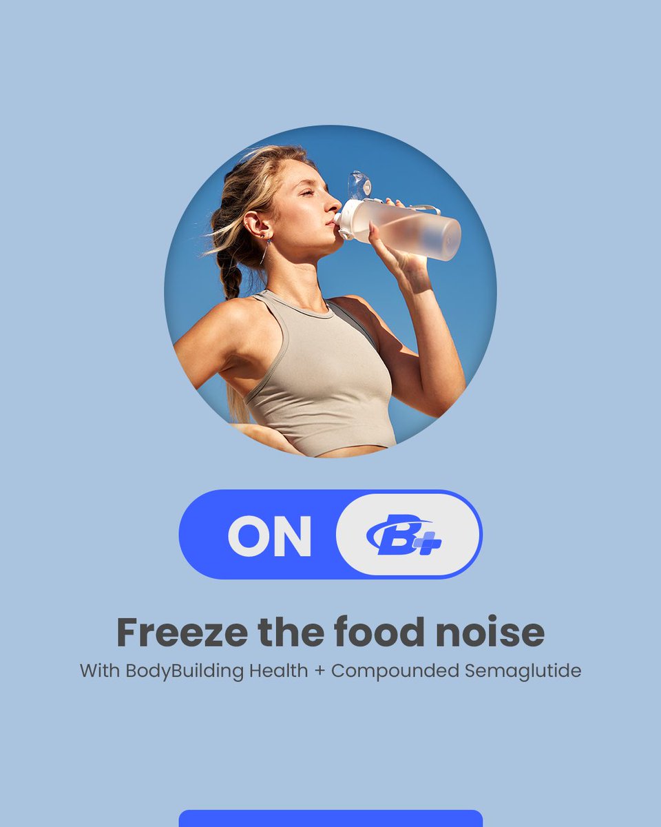 Bodybuildingcom's tweet photo. Food noise can make it harder to stay focused on your goals.

Bodybuilding Health+ offers metabolic management solutions designed to support your journey, so you can spend less time thinking about food and more time living your life.

Learn more about what Bodybuilding Health+ has to offer at https://t.co/58fNADireL