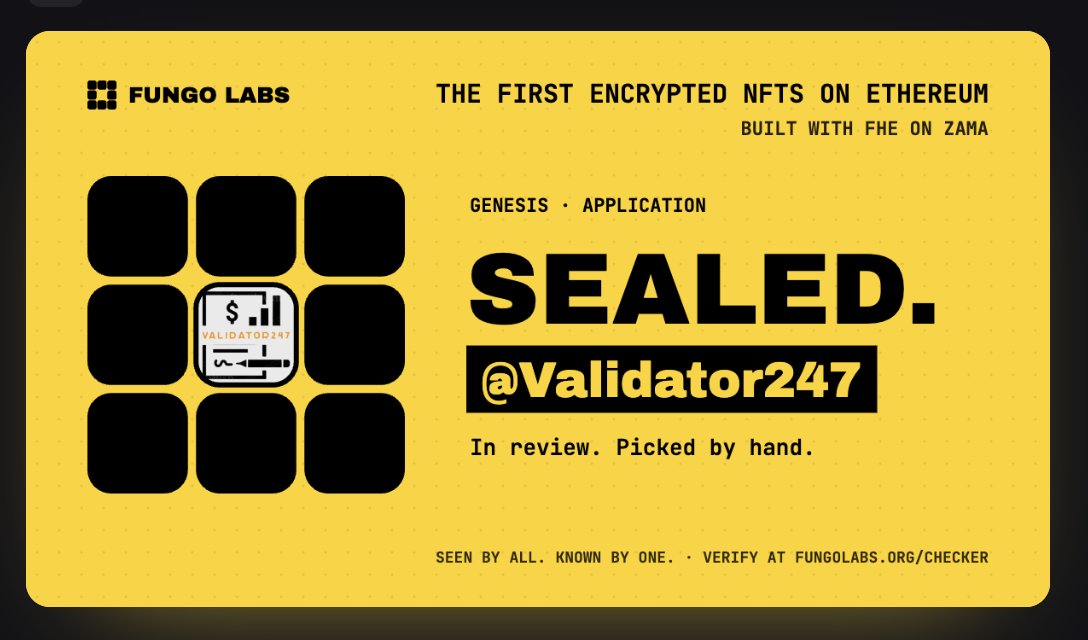 Validator247's tweet photo. What's next for @FungoLabs? 🧪🔒
• Whitelist Applications: LIVE now (hand-reviewed).
• Whitelist Mint: Free + gas, 1/account.
• Sale: 2,500 NFTs priced in $cZAMA.
• Trading: Live on your favorite marketplaces (Trade sealed or published).
Privacy is shifting gears. Are you on the list? 👇 
@fungolabs

https://t.co/qYtz1BJoIq

Note:  This article is for informational purposes only and does not constitute investment advice (DYOR).