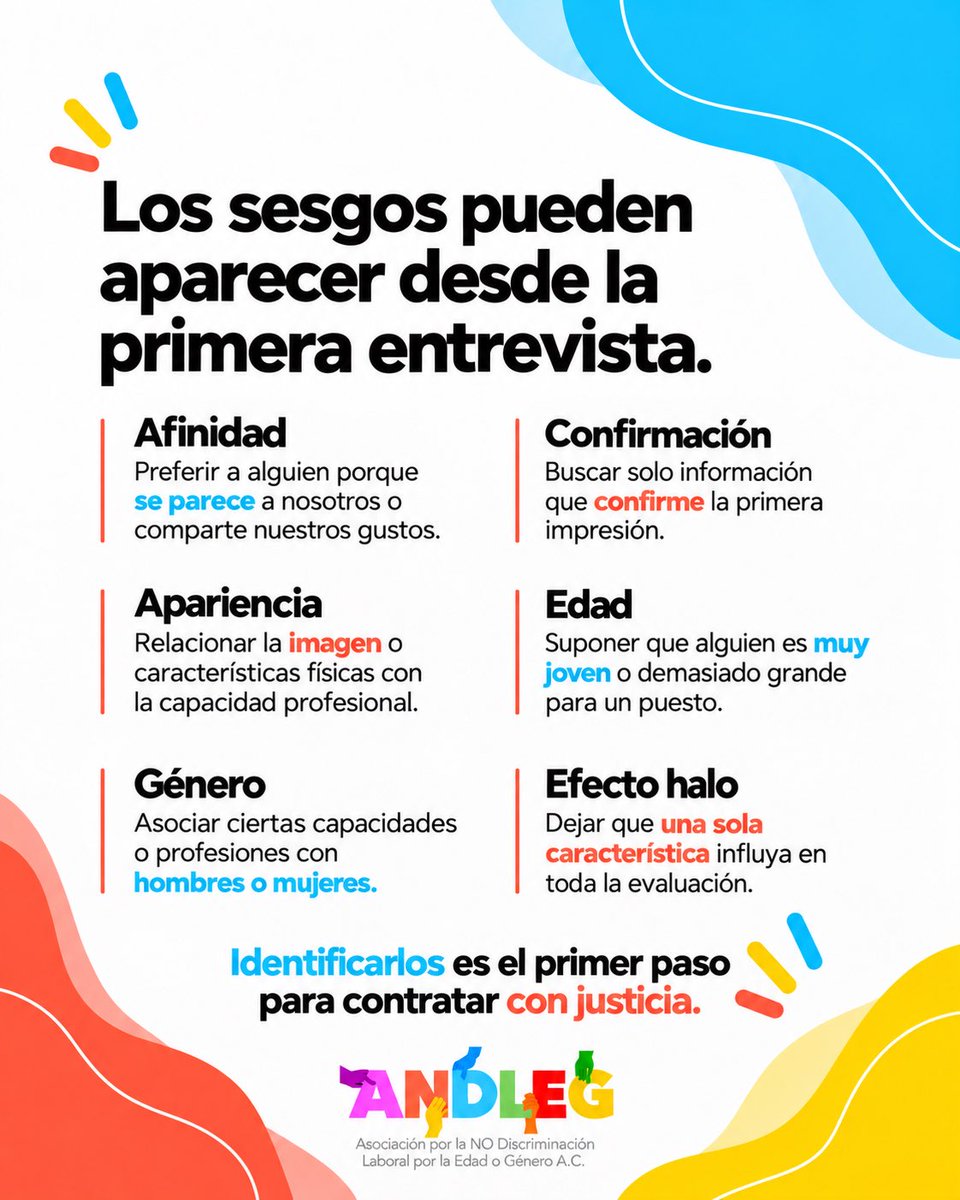 ANDLEG1's tweet photo. 🧠 La afinidad, la apariencia o una primera impresión pueden influir en una contratación.

Reconocer nuestros sesgos es el primer paso para cuestionarlos.

💬 ¿Cuál has identificado en el trabajo?

#Sesgos #ANDLEG https://t.co/0hhtS7SUxB