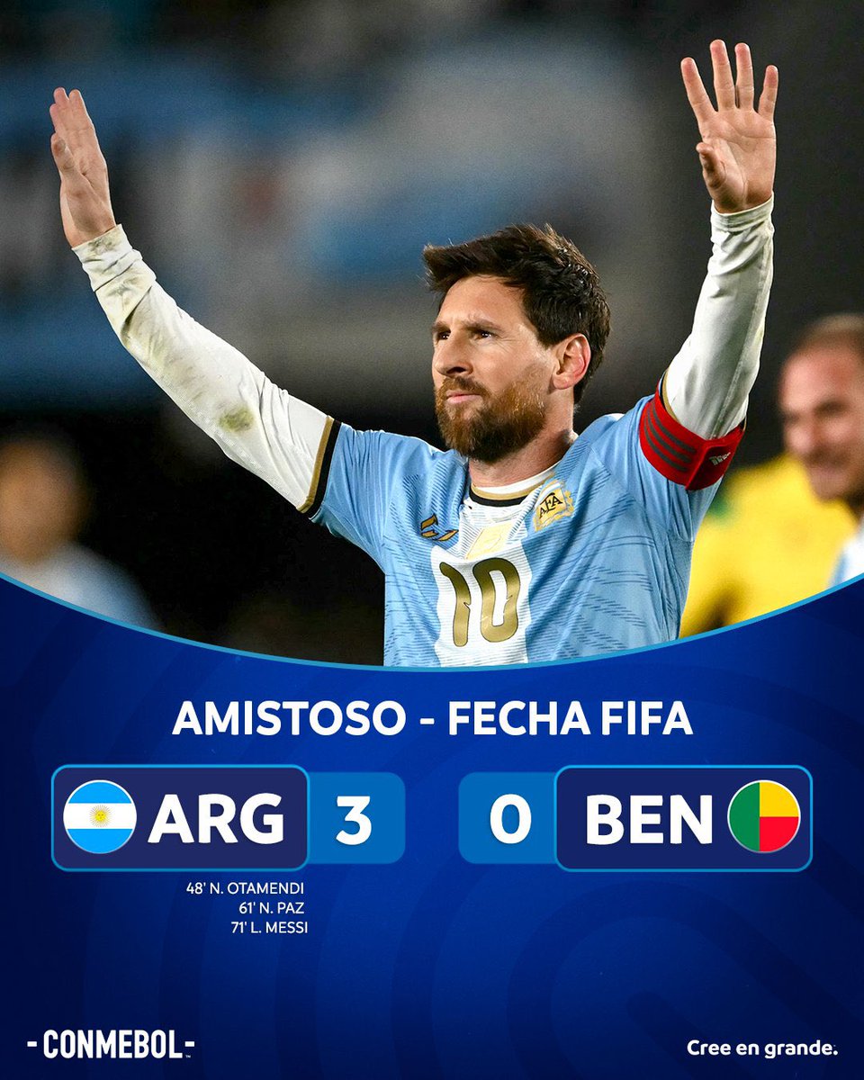 AlfredoFM77's tweet photo. FIFA:
Partido amistoso desde Buenos Aires. Un gol y dos asistencias en el adiós de Lionel Messi con la subcampeona del mundo, Selección de Argentina.

El astro argentino disputó su último partido con la albiceleste. Después de representarlo casi 20 años. https://t.co/O0Qa8oNZc0