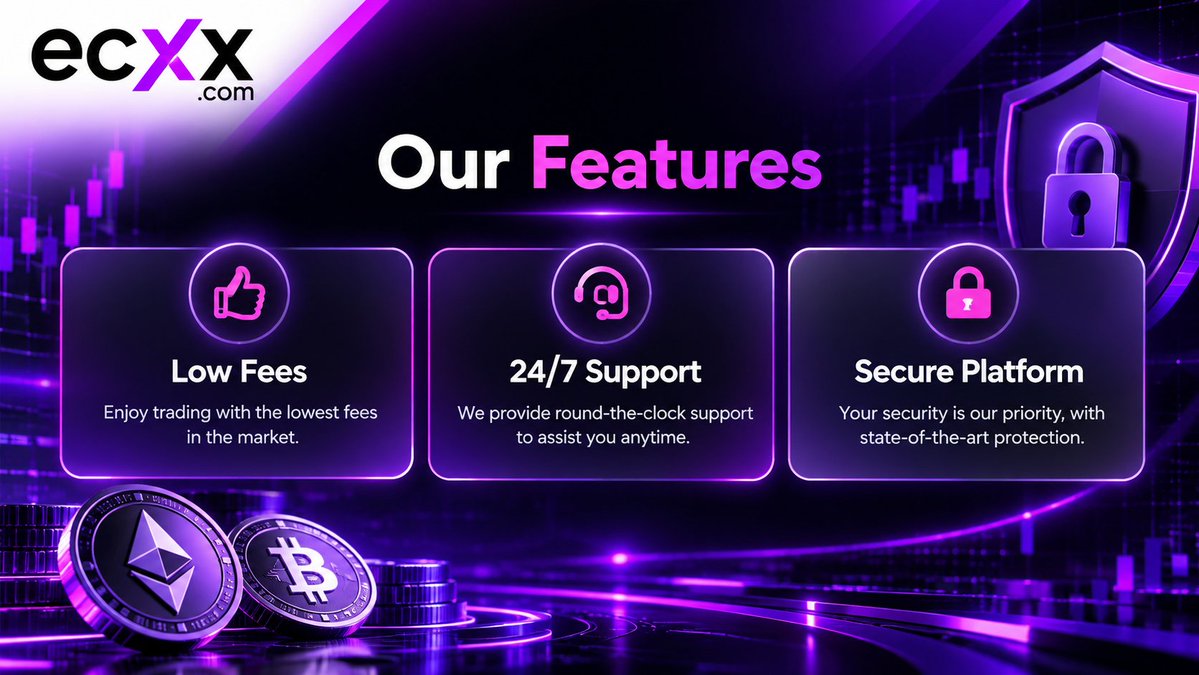 ecxx_Official's tweet photo. 🚀 Trade with confidence on ECXX — enjoy low fees, 24/7 support, and a secure platform built for your crypto journey. 🔐

💜 Explore ECXX today! 🛜 https://t.co/OWX146PQO1

#ECXX #Crypto #Trading https://t.co/dgG6rQwA7g