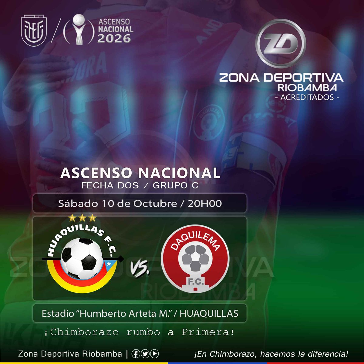 roldan_jimmy's tweet photo. #AscensoNACIONAL
¡𝙀𝙇 𝙈𝙄𝙇𝙀𝙉𝘼𝙍𝙄𝙊 𝙋𝙊𝙍 𝙀𝙇 𝙏𝙍𝙄𝙐𝙉𝙁𝙊!
#RumboAPrimera
Cotejo:
@HuaquillasFC vs #DaquilemaFC
Estadio "Humberto Arteta M" - #Huaquillas
Sàbado 10 de Octubre / 20h00
#FechaDOS / #Cuadrangular / #GrupoC / #FaseFinal / #SegundaEC
Informa: @roldan_jimmy https://t.co/Pc2ZRMrmXq