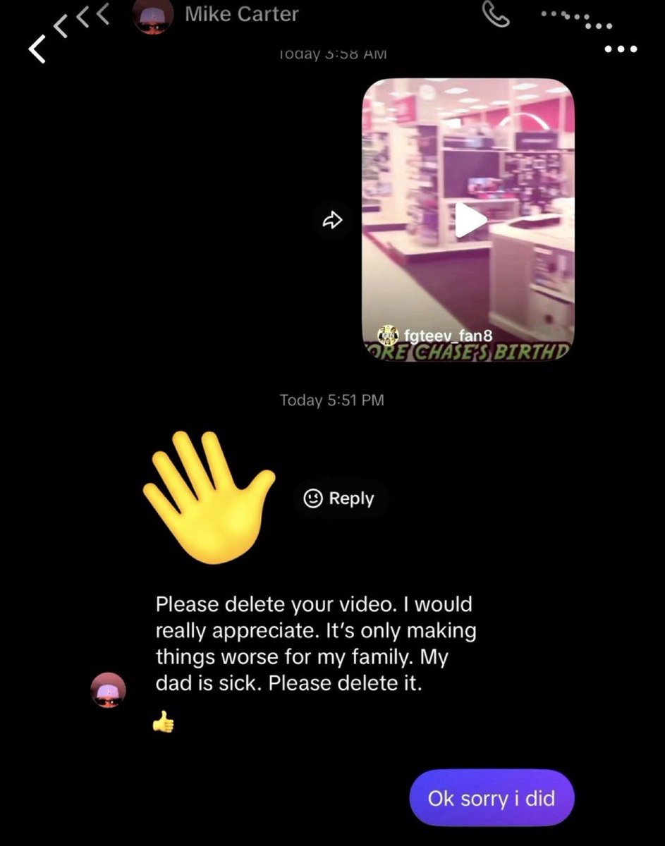 KreekCraft's tweet photo. Regarding the FGTEEV situation -

His family is aware and asking people not to spread those videos.

It’s clear the guy is very unwell and needs help. The best you can do now is give the family privacy.

Screenshot via @Damien0psj from one of his sons. https://t.co/1LpGmXsVPz