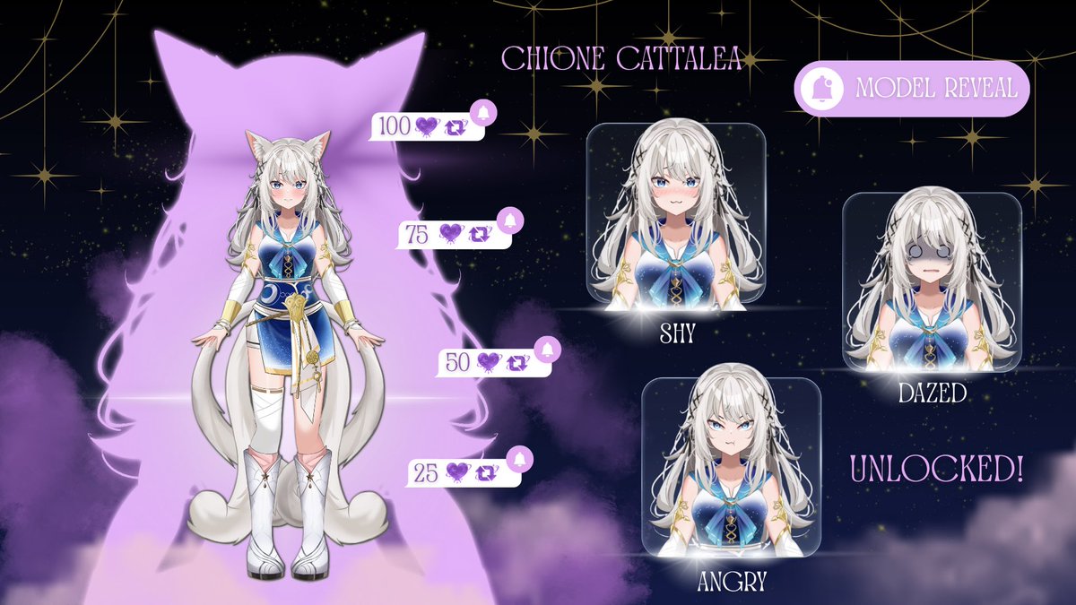 ChioneCattalea's tweet photo. Finally full reveal + unlock expressions >,< makasi yang uda bantu like n rt ദ്ദി◝ ⩊ ◜.ᐟ
Jangan lupa datang di debut stream Chio ya!
CATAT CATAT ✍🏻
17 Oktober 2026 pukul 19.00 WIB
Ditunggu yaw~ 🌙🐾

#VTuberID #ChioneCattalea #PrimordiumProject https://t.co/EGbr6M1qnM