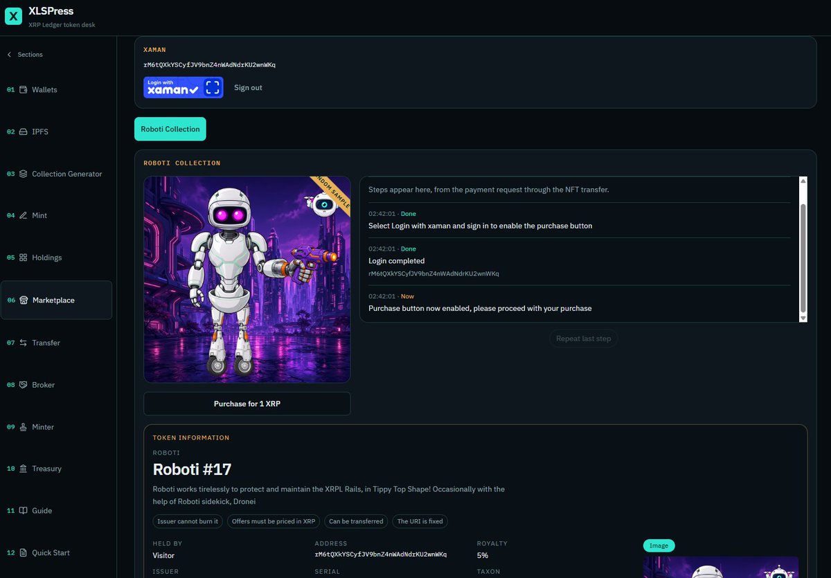 xrpledgernft's tweet photo. XLSPress! - Browser based XRPL NFT Mint

✅Collection Generation
✅Marketplace
✅Integrated IPFS and Pinning
✅Lighthouse API enabled
✅NFT. Storage API enabled
✅xaman login enabled

No backend server!
No limits - Except your imagination

Final stages of tweaking! https://t.co/ndsSeTU4Z4