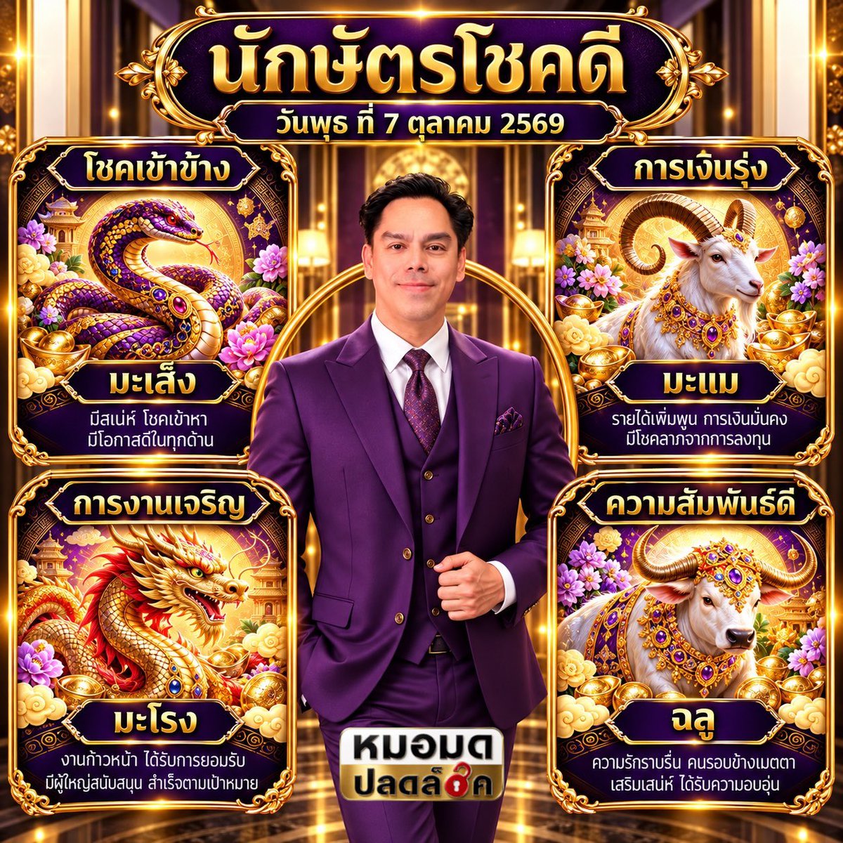 MormodPlodlock's tweet photo. นักษัตรดวงดี ประจำวันที่  7 ตุลาคม 2569

#มะเส็ง #มะแม #มะโรง #ฉลู 
#นักษัตรดวงดี
#ปลดล็อคไลฟ์Daily
#LifeTips
#Upgradeชีวิต
#มูอย่างมีสติ
#สายมูยุคใหม่

* เคาะที่นักษัตรตนสองทีเพื่อปลุกพลัง*

📥 ปรึกษา #ดูดวง #ฮวงจุ้ย #ฤกษ์มงคล #ปลดล็อคคลับ ติดต่อที่ ข้อความ ครับ 

#หมอมดปลดล็อค https://t.co/JVE5NR9jbw