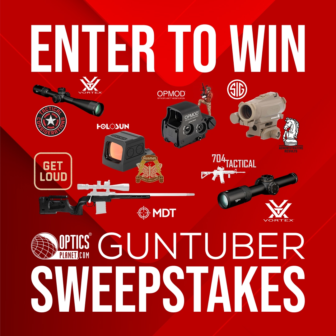 OpticsPlanet's tweet photo. 🚨 GIVEAWAY ALERT 🚨 The OpticsPlanet GUNTUBER Sweepstakes is LIVE! 

We teamed up with some of your favorite creators, give away serious gear from Vortex, SIG, Holosun, MDT, and EOTECH. 🎯 ENTER TODAY 👉 https://t.co/i1cRTZuOzL https://t.co/5AsuR8SoN1
