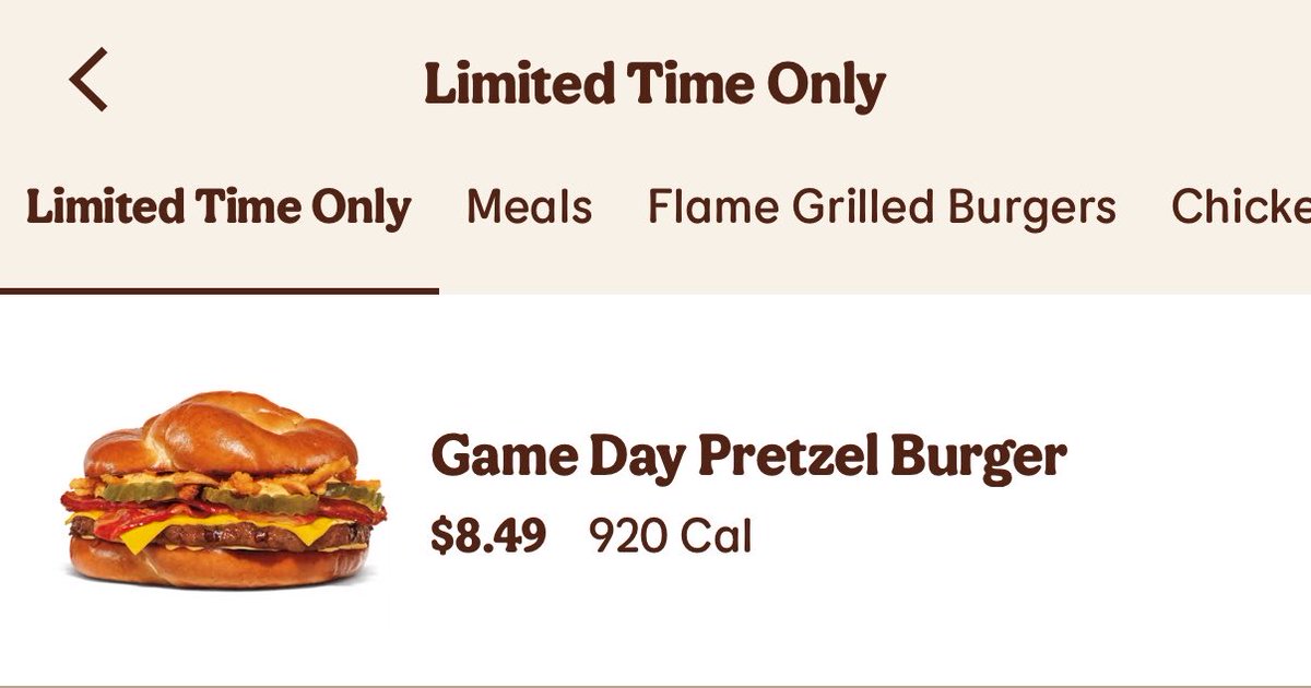FineFastFood22's tweet photo. Game Day Pretzel Burger?? 🤔

Who forgot that BK is 'Home of the Whopper'?!?🍔🤨
@BurgerKing https://t.co/zwS0C7sNo4