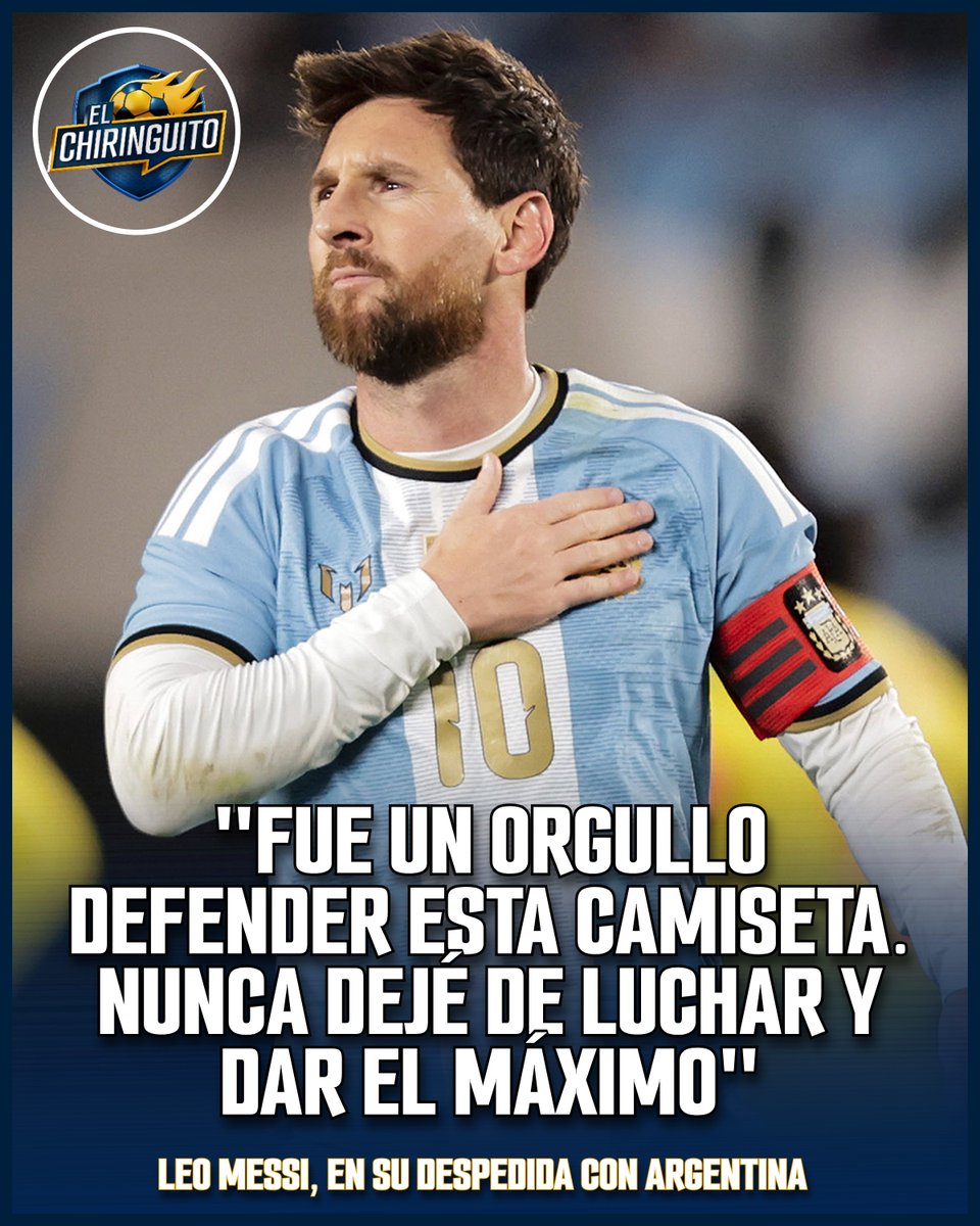 elchiringuitotv's tweet photo. 🩵🤍 El BONITO DISCURSO de LEO MESSI en su DESPEDIDA:

🇦🇷 "Es un orgullo haber defendido esta camiseta 20 años".

💭 "Me hicieron cumplir mi sueño de chiquito, de ser campeón del mundo". https://t.co/JxlViCCTug