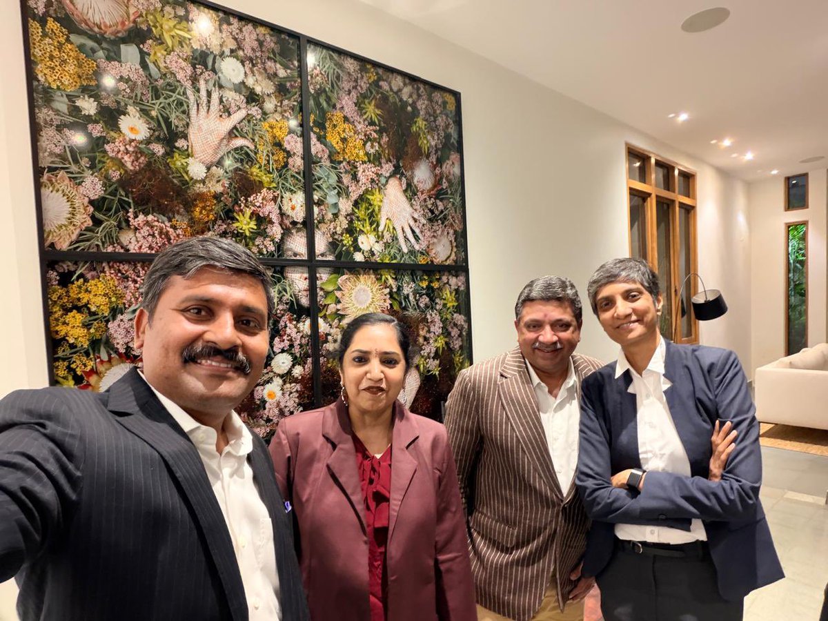 ThamizhachiTh's tweet photo. 05 - 10 - 2026. It was a pleasure meeting fellow MPs Thambi Thiru @ArunNehru_DMK Thirumigu @MenakaGuruswamy and Former Minister of Information and Technology of Tamil Nadu @ptrmadurai at the residence of the @AusHCIndia. These interactions are always special; exchanging thoughts and sharing conversations beyond the formalities of the day. 

@arivalayam