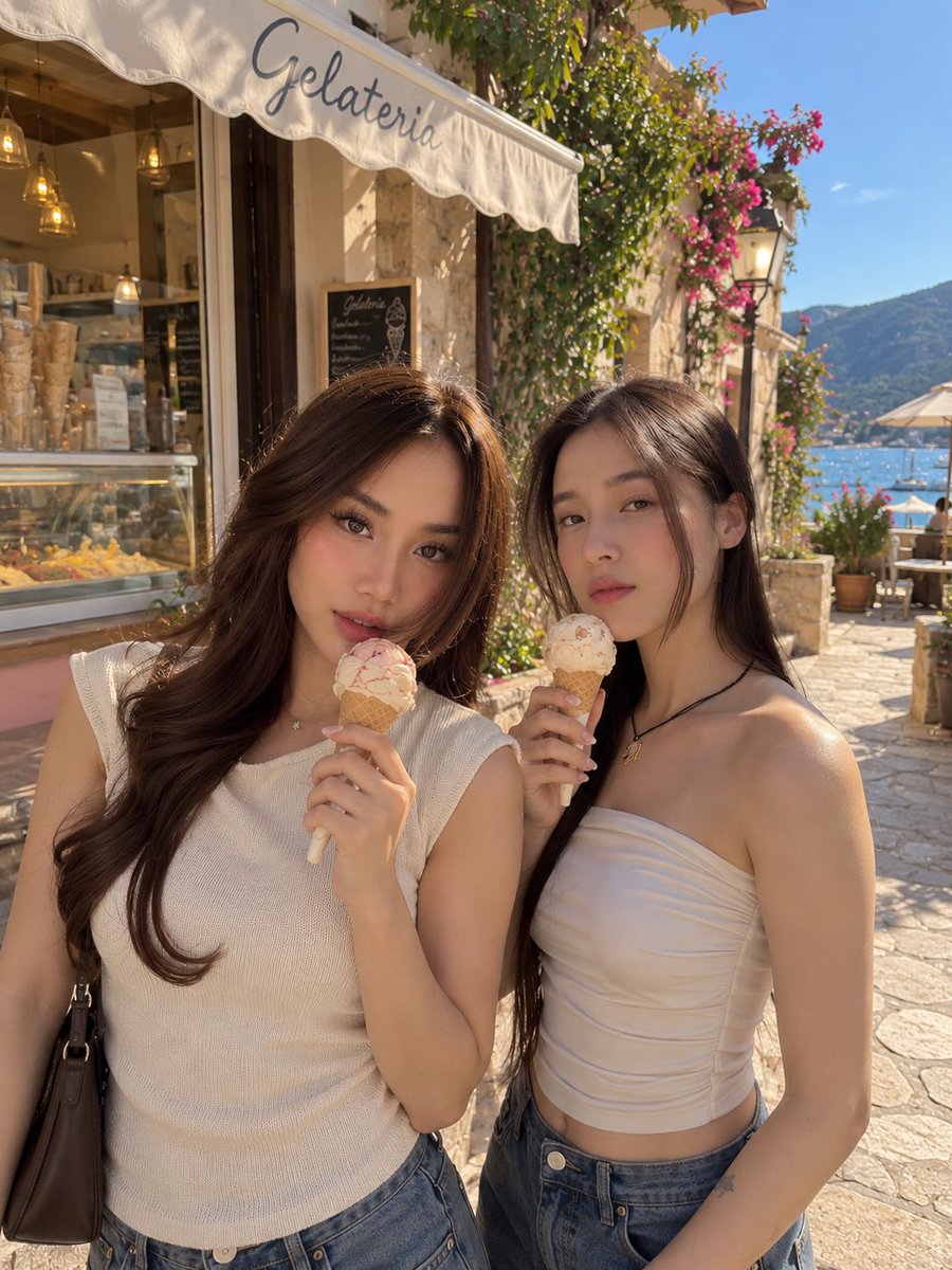 adaraprv's tweet photo. a little gelato break with my favorite girl, Arum ( @tanayarum ). thank you for always being there to listen to my endless ramblings about life and everything in between. couldn’t ask for better company🍦🤍 https://t.co/nnCAvSow1L