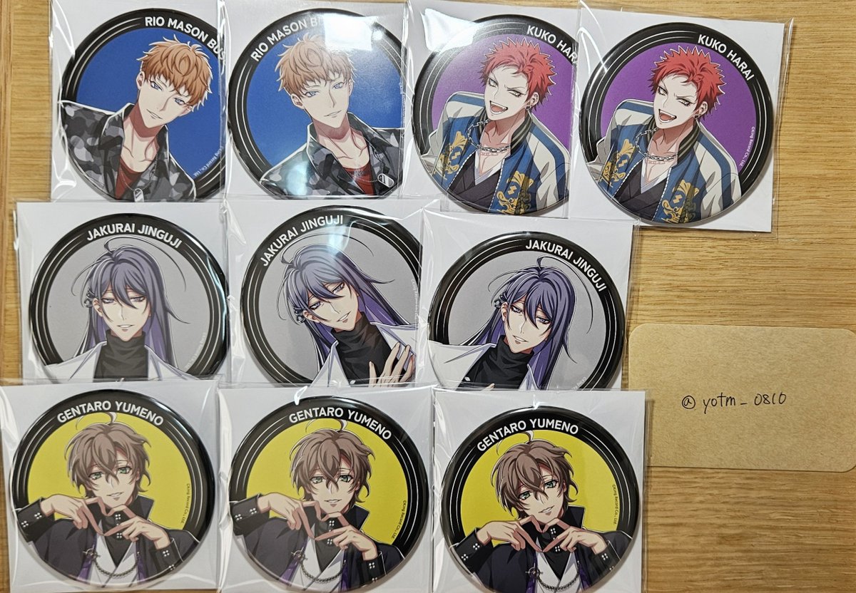 yotm_0816's tweet photo. 【交換】ヒプマイ 缶バッジ 12thライブ Birthday ver.

譲：幻太郎 ×3 寂雷 ×3 空却 ×2 理鶯 ×2

求：同数 盧笙

郵送でのお取引。
検索からでもお声掛けください。 https://t.co/4TaamZpUaG