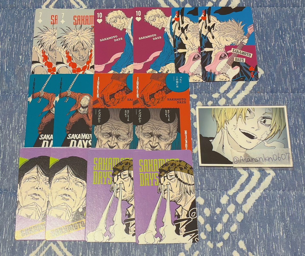Asansnkn0607's tweet photo. 【交換】SAKAMOTO DAYS展 サカモトデイズ展 サカデイ トランプ

譲➞画像のもの
求➞同種シン
♠3、♠8＞♠J

都内手渡しor郵送
検索からもお気軽にお声掛けください🙇‍♀️ https://t.co/L0etky0DyL