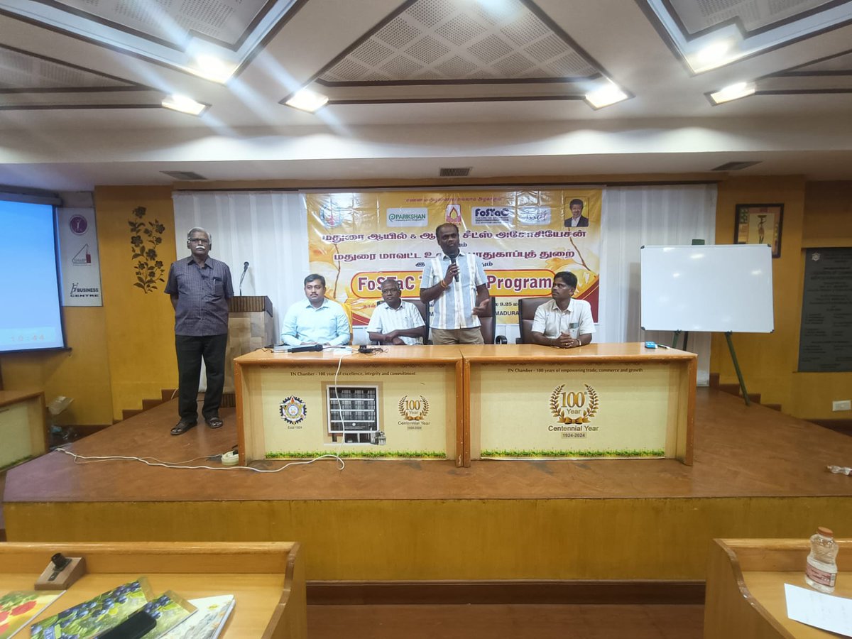tnfoodsafety's tweet photo. Madurai District officials conducted a FoSTaC training programme
📅 Date: 06.10.2026
📘 Course: Advanced Course
(Oil Manufacturers, Repackers & Distributors)
👥 Participants: 120
📍 Venue: MEPCO Mini Auditorium, 178-B, Kamarajar Salai, Madurai
#FoSTaC #FoodSafety #EatSafe https://t.co/VR08vC5Zo0