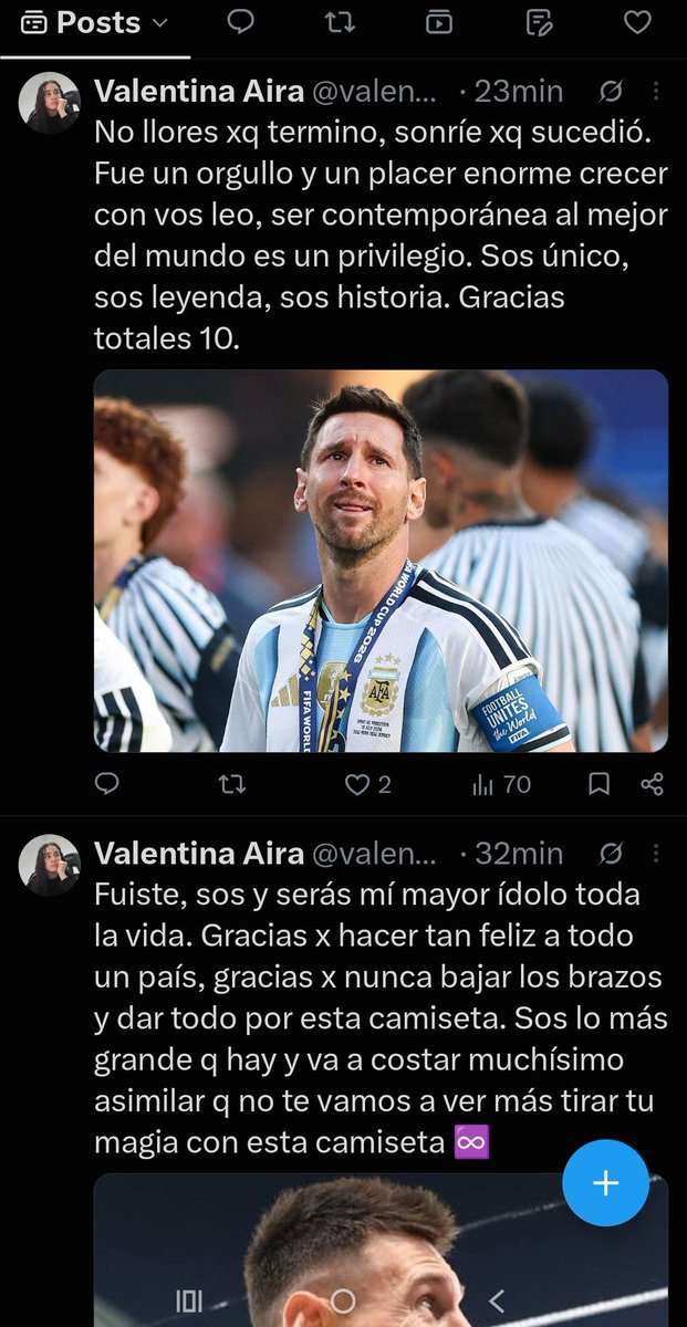 valenaira08's tweet photo. Cuando termino el mundial publique estos tweets, cuando me bloquearon la cuenta, no se xq estos no se restauraron junto al resto. Pero estás palabras mías quiero q queden guardadas para siempre. https://t.co/bmhYat5B3T