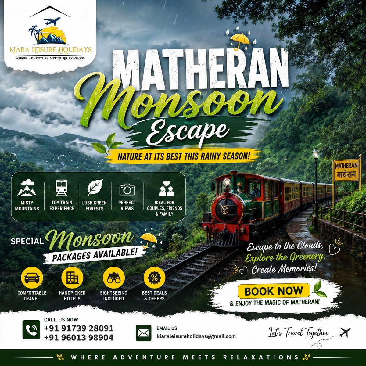 yury_nm's tweet photo. Matheran Monsoon Escape: misty mountains, lush greenery, waterfalls and stunning viewpoints. Ride the Toy Train and make unforgettable memories with couples, family or friends. Special monsoon packages available. https://t.co/X9Wjr85Y7T
