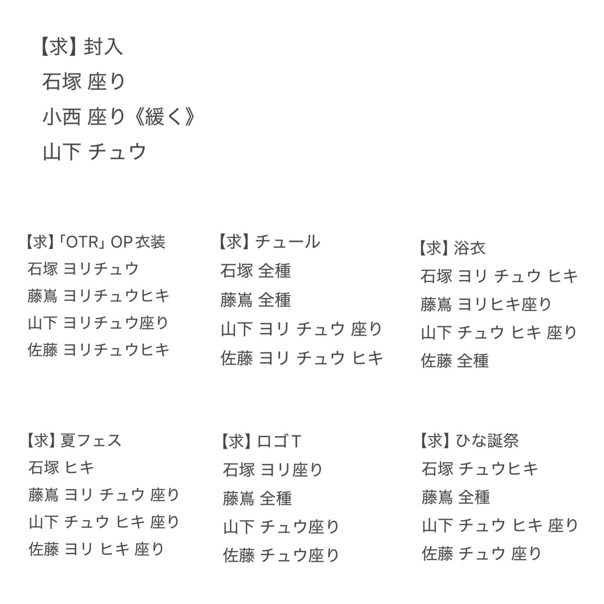 pipipi22tm's tweet photo. 日向坂46 トレード トレ
18th イチャイチャ虫 封入 クーポンOTR
チュール 浴衣 夏フェス ロゴT ひな誕祭OP衣装

【譲】画像＋クーポン平岡
(片山 坂井 下田は好条件にのみ可)

【求】石塚 藤嶌 山下 佐藤 

本日 10/7 ひなた坂 での直トレ https://t.co/FFglCRihMw