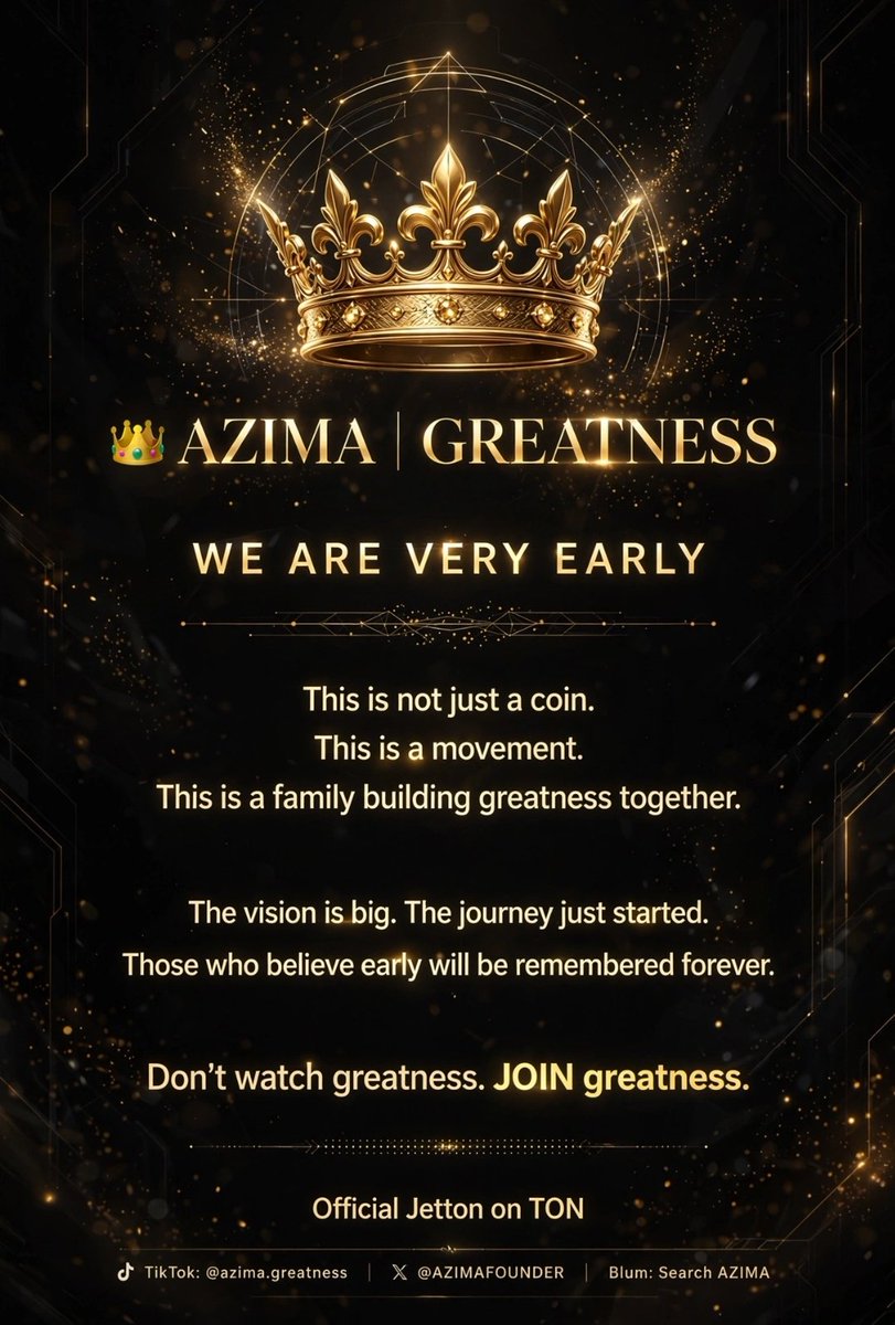 AZIMAFOUNDER's tweet photo. Early believers will be legends.
Late believers will be buyers.
AZIMA 🚀 https://t.co/QdjkXC6cIw