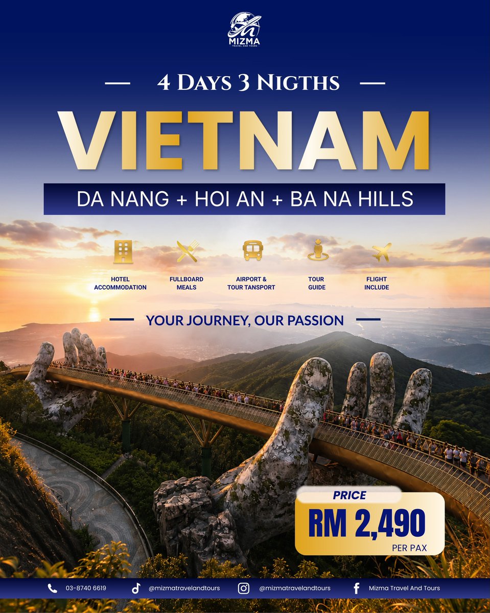 rollingdiscjock's tweet photo. Three incredible destinations, one unforgettable journey. Discover Da Nang’s energy, Hoi An’s timeless charm, and Ba Na Hills’ breathtaking mountain views. Vietnam is calling. https://t.co/1AhYINltdE