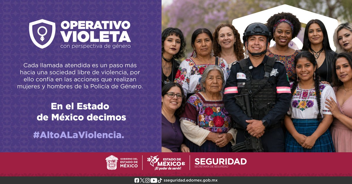 SS_Edomex's tweet photo. Para proteger y cuidar a las personas más vulnerables de la entidad, cada día la #PolicíaDeGénero y la #UEPIAVG realizan acciones para inhibir actos violentos.
#AltoALaViolencia 👮🏻♀️ 💜 https://t.co/uurGbX1p34