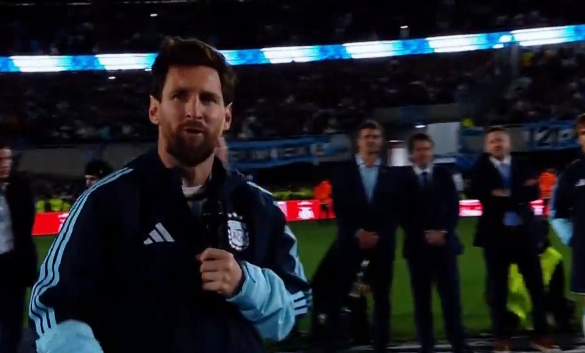 _letsgoooooo's tweet photo. 🚨🗣️ Leo Messi: "The match against England at the World Cup, we gave EVERYTHING. It took A LOT out of us."

"The reality is that the 2026 World Cup took A LOT out of us. We arrived with JUST ENOUGH, but we fought until the end, like we ALWAYS did."

"We fought for the 2026 World Cup with all my teammates, but it wasn’t only this World Cup, or the 2022 era when we finally won it..."

"NEVER DOUBT that all of those teammates fought for it too BEFORE 2022."

"Thanks to my teammates in this group, they made me fulfill my CHILDHOOD DREAM."

"They made me become a WORLD CHAMPION."

"It was an HONOR to share the pitch and life off the pitch with all of my teammates."

 "We would step onto the pitch knowing we could COMPETE AGAINST ANY TEAM."

"Because I knew I had WARRIORS beside me who were willing to LEAVE EVERYTHING on the pitch."

"I’m surely forgetting many things I would like to say, but this is a VERY DIFFICULT moment for me... I will MISS PLAYING HERE so much."

"I got the chance to play in many cities across Argentina, and I always received an INCREDIBLE amount of love."

 "I’m grateful that throughout all these years, wherever I went, the stadium was always FULL OF ARGENTINIANS."

"No matter the match, they made an enormous effort to be there. We know how difficult that is... all around the world, we feel like we are playing AT HOME. We FEEL that support."

 "Here in this stadium, I experienced one of the HAPPIEST days of my career, when we returned to Argentina to play our first match after winning the 2022 World Cup."

"What I experienced that day was one of the most BEAUTIFUL moments of my life... IT WAS INCREDIBLE."

"I still watch videos from that day and I get EMOTIONAL."

 "Today, I have to live through the SADDEST day of my career, as I say goodbye to the Argentina national team."

"I’M GOING TO MISS YOU ALL."

 "Now I’ll be JUST ANOTHER FAN, on that side with all of you, supporting all these guys and everyone who comes next."

"ALWAYS UNITED."

"When we come together and stay UNITED, we are stronger than anyone."

"Difficult moments will come. What we achieved over the last few years is NOT NORMAL."

"In those difficult moments, we as fans have to support them more than ever. To achieve big things, you need STRONG and UNITED groups."

 "I’m talking more than ever because, honestly, I DON’T WANT TO LEAVE THIS PLACE."

"I love you all, and I’m going to MISS YOU."

"I thank GOD for making me ARGENTINIAN. I’m so proud to be Argentine and to have fulfilled that dream with all of you."