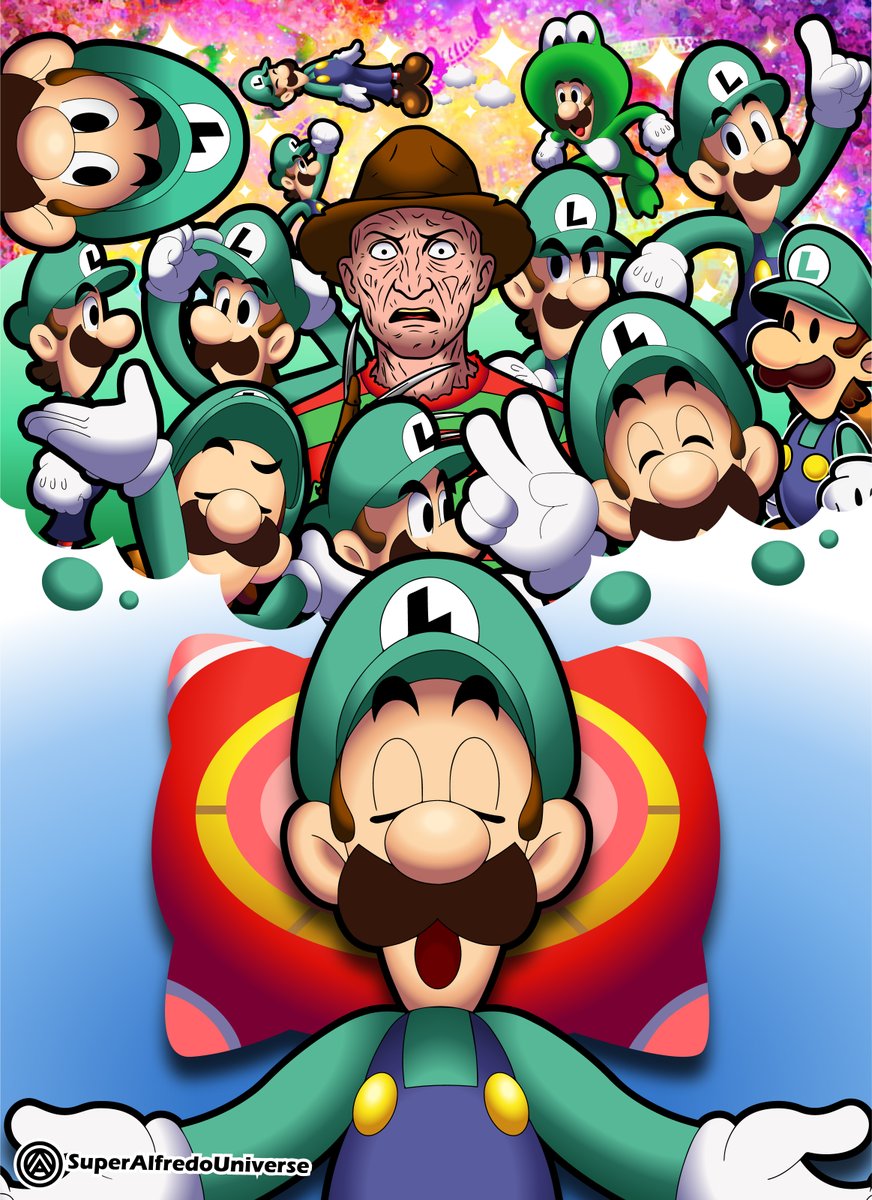 SuperAlfredoUn1's tweet photo. It looks like Freddy Krueger is getting into the wrong dream.

#Nintendo #Luigi #Freddykrueger #fanart #Digitalart https://t.co/KLUBiB00wW