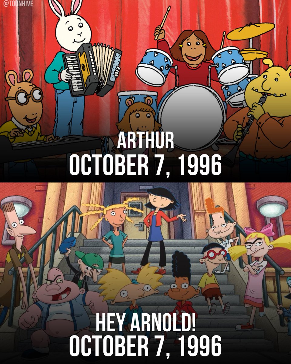 ToonHive's tweet photo. 30 years ago today, ‘Arthur’ and ‘Hey Arnold!’ both premiered on PBS Kids and Nickelodeon. https://t.co/aEPmKnJJW7