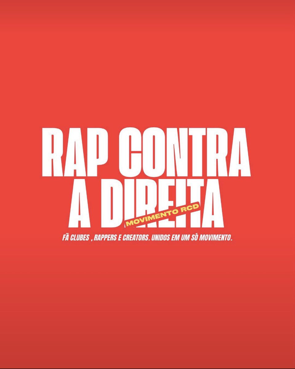 Retianismo's tweet photo. 🚫 RAP CONTRA A DIREITA

Movimento de fã-clubes, rappers e creators pela defesa dos direitos, da igualdade e da comunidade.

O #RCD nasce para fortalecer o debate político na cultura e incentivar um voto consciente.

Nossa voz tem lado.

#RAPCONTRADIREITA https://t.co/Wk2EdBilvM