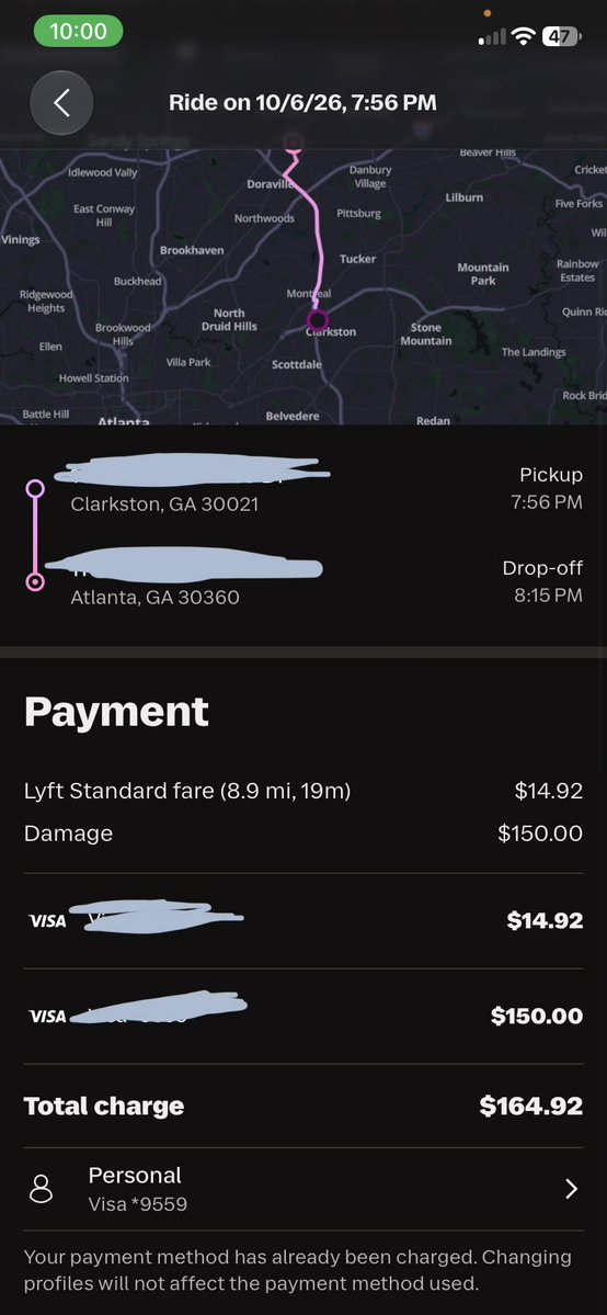 myaatee's tweet photo. @lyft  charged me a fraudulent $150 damage fee. They provided photos without providing time stamps to show that it occurred during my ride. The driver, Wilder in the Atlanta metropolitan area, uploaded old photos to charge a fraudulent $150 charge. I DID NOT CAUSE THIS https://t.co/CWxrV6rJ84