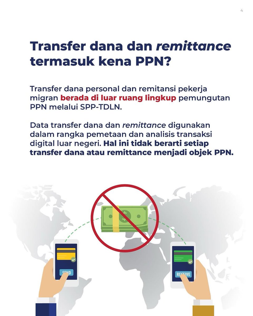 pajakbnaaceh's tweet photo. SPP-TDLN adalah mekanisme pemungutan PPN atas transaksi digital luar negeri. Bukan pajak baru dan tidak berlaku untuk transfer dana pribadi/remittance pekerja migran. Ketentuannya diatur dalam PMK 49 Tahun 2026. https://t.co/nXokX4EF9j