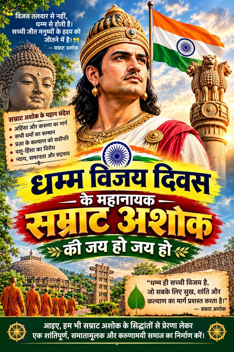 Ranjeet02747612's tweet photo. जय भारत! नमो बुद्धाय! 🙏✨
साथियों आगामी 20 अक्टूबर को 'धम्म विजय दिवस' पूरे देश में हर्षोल्लास के साथ मनाया जाएगा।
इसी दिन महान सम्राट अशोक ने युद्ध की 'भेरीघोष' को त्याग कर पूरी दुनिया को शांति और अहिंसा का 'धम्मघोष' दिया था ।
#DhammaVijayDiwas   #SamratAshoka #20October https://t.co/yUIHHq9BMu