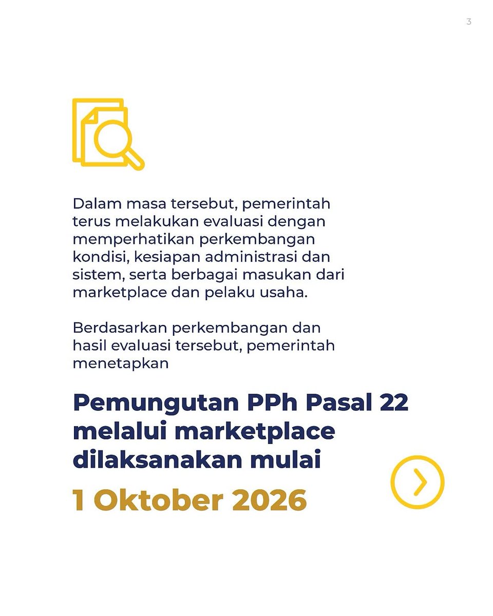 pajakbnaaceh's tweet photo. 🛒 Jualan di marketplace? Catat!

Mulai 1 Oktober 2026, PPh Pasal 22 melalui marketplace mulai berlaku.

Tenang, bukan pajak baru atau tambahan tarif. WP Orang Pribadi dengan omzet ≤ Rp500 juta/tahun tetap tidak dikenai PPh Pasal 22.

#KawanPajak, sudah tahu? 👀 https://t.co/D5Arolde3r