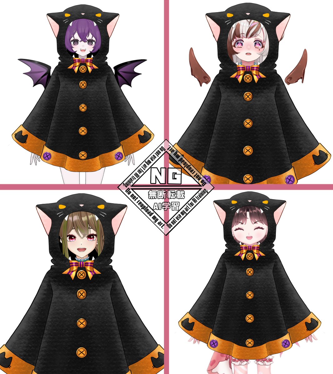 AZCoWORKs_info's tweet photo. #おはようVTuber素材 #VTuber素材
ハロウィン素材第11弾🎃
かわいい黒猫ポンチョ衣装素材🐈‍⬛🐾

🔷使用条件なし‼️
🔷商用･編集加工🆗⭕️
ポンチョ裏地と着せ方はツリーに掲載

いつもご使用報告励みになっています❣️
ミニキャラ・サ���ネ・VTuber立ち絵等依頼受付中です‼️

高画質DL《無償》はツリー⬇️ https://t.co/TgraA4Quin