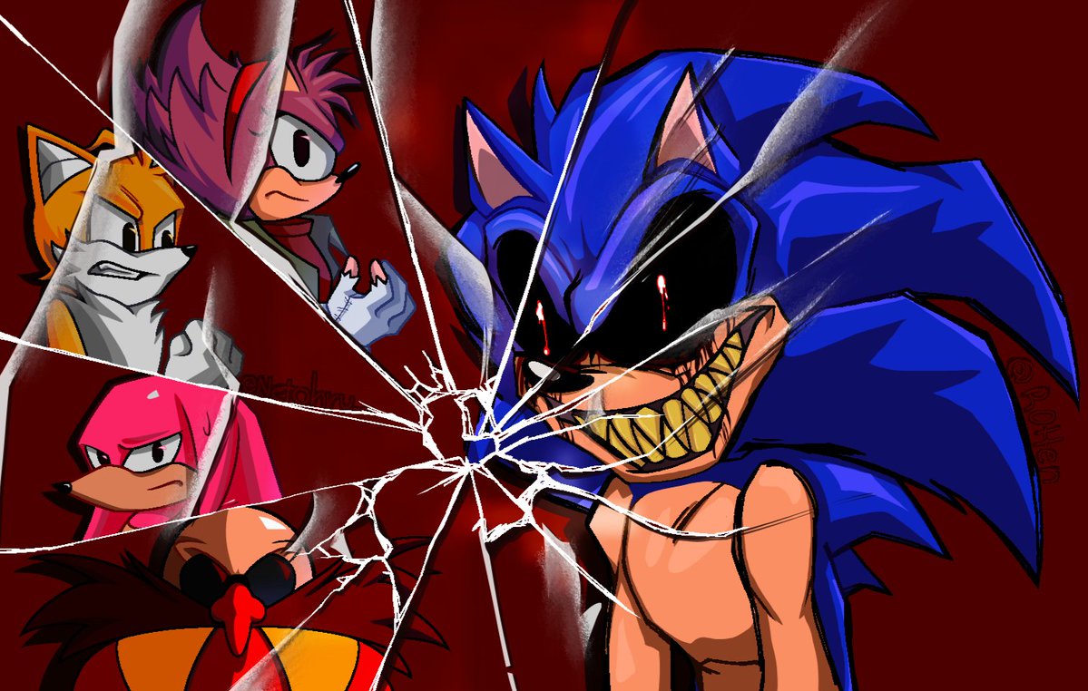 Netohru_'s tweet photo. Day six of Sonictober! 🪟
Today's theme is reflection!
 And we wanted to draw the Vessels and 2011x!! 
@_Rott3n drew the ugly 2011x 🤢 

#sonictober2026 #2011x  #sonicexe  #lordx  #execommunity #lordX #2011X #takeabreather https://t.co/Ms7sOFquW7