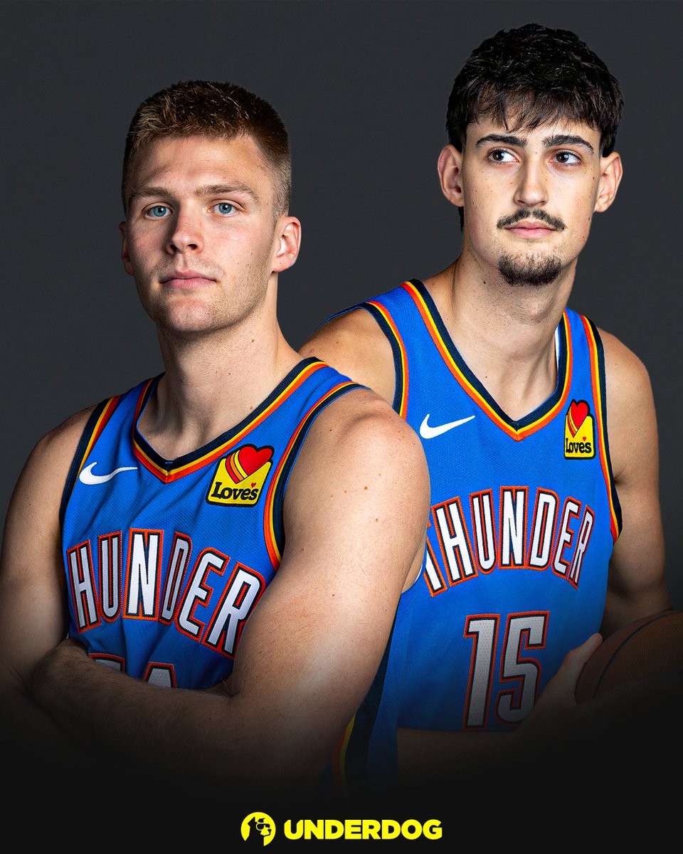UnderdogNBA's tweet photo. Thunder rookies in preseason debut:

Aday Mara:
12 PTS, 9 REB, 3 AST, 3 BLK, 5-5 FG

Bennett Stirtz:
15 PTS, 6 AST, 5 REB, 3 3PM, 6-9 FG https://t.co/dpopix7zAy