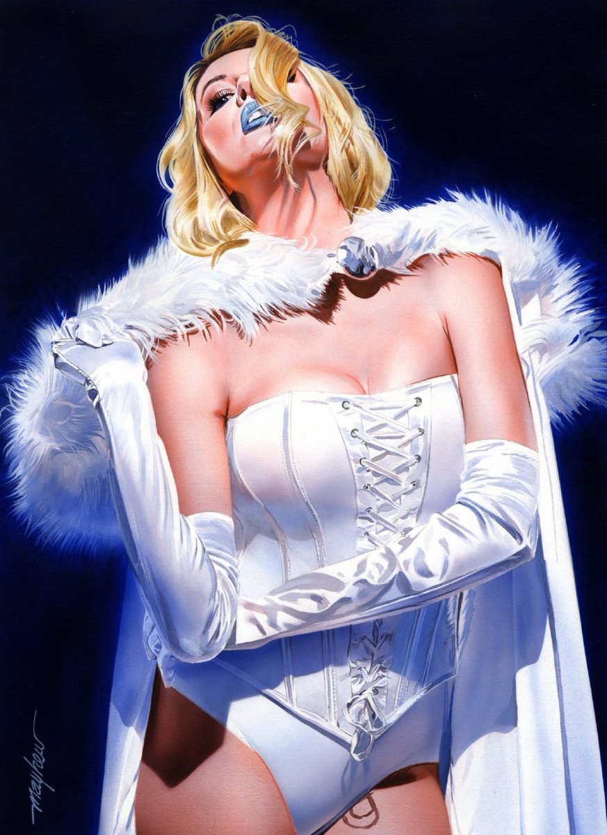 fentyheffa's tweet photo. actually kinda funny how meg hasn't dressed up as emma frost considering the whole tina snow thing cause this just has her energy all around https://t.co/4lHEV7ADFv