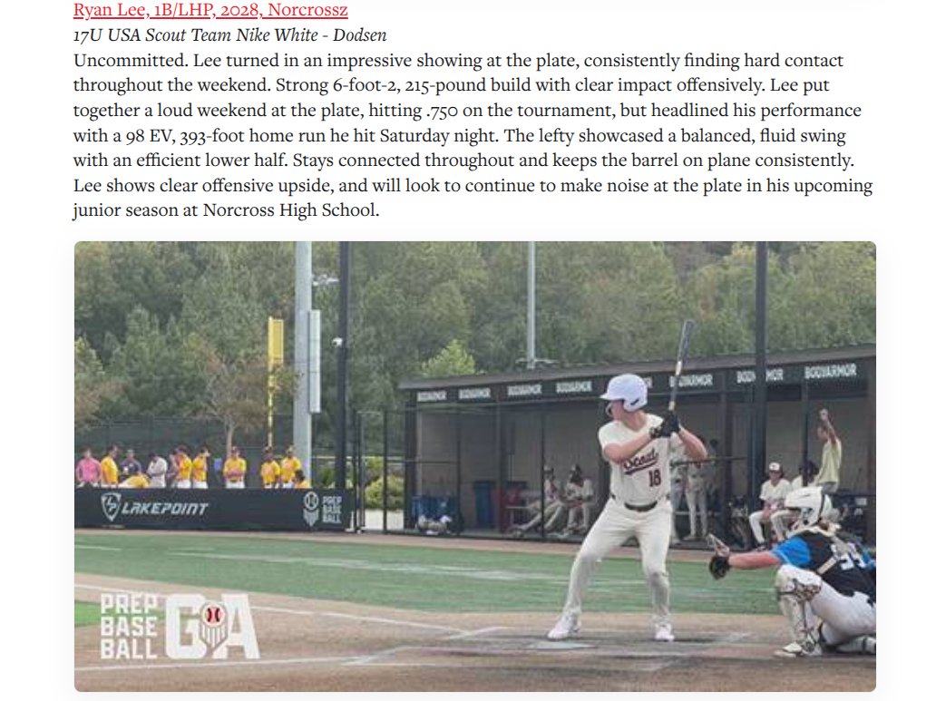 ryanlee181818's tweet photo. Thank you @PrepBaseballGA https://t.co/6dQW8JLO91