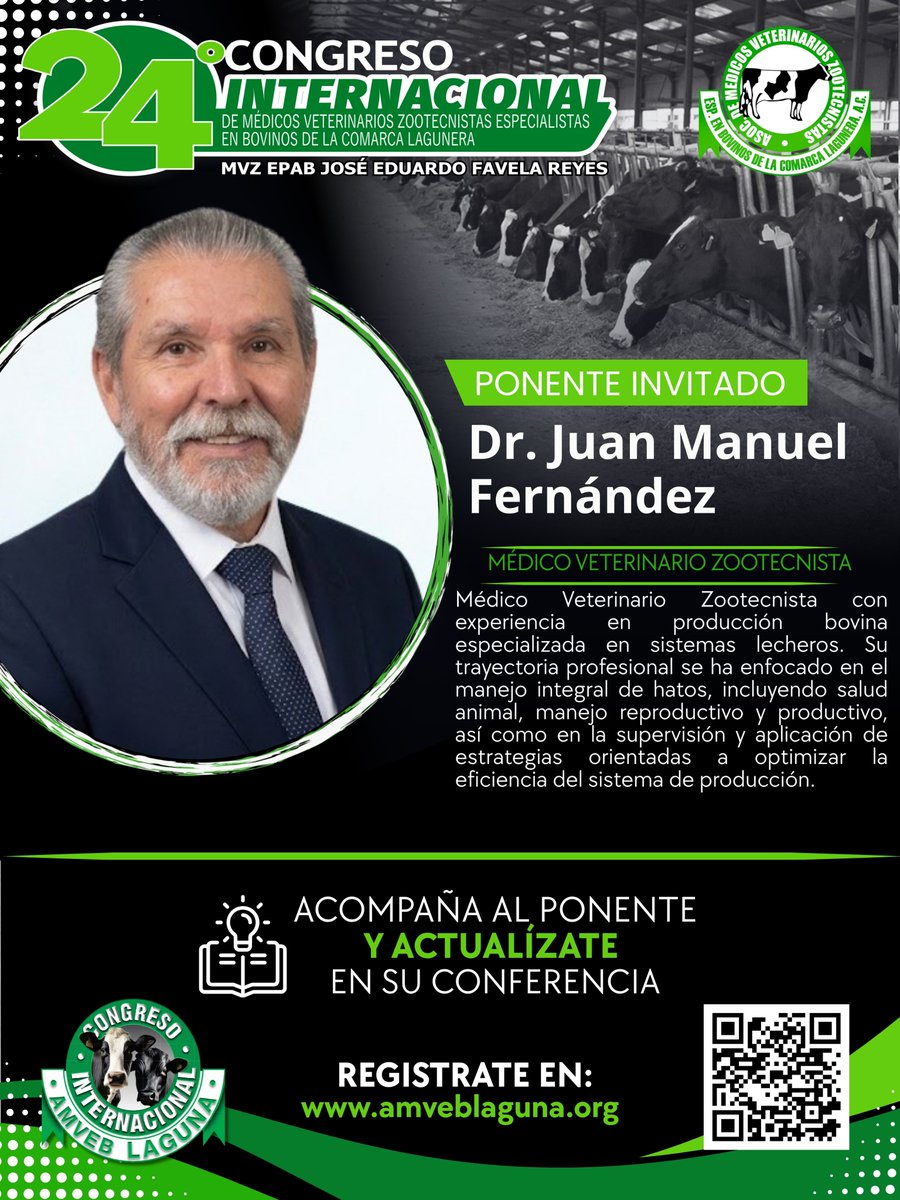 AmvebCL's tweet photo. Nos complace presentar al Dr. Juan Manuel Fernández, Médico Veterinario Zootecnista con experiencia en producción bovina especializada en sistemas lecheros

Acompáñanos y sigue actualizándote con #AMVEBLaguna

 #CongresoAMVEB2026 #ProducciónBovina #GanadoLechero #MVZ https://t.co/0NLfwYDHOA
