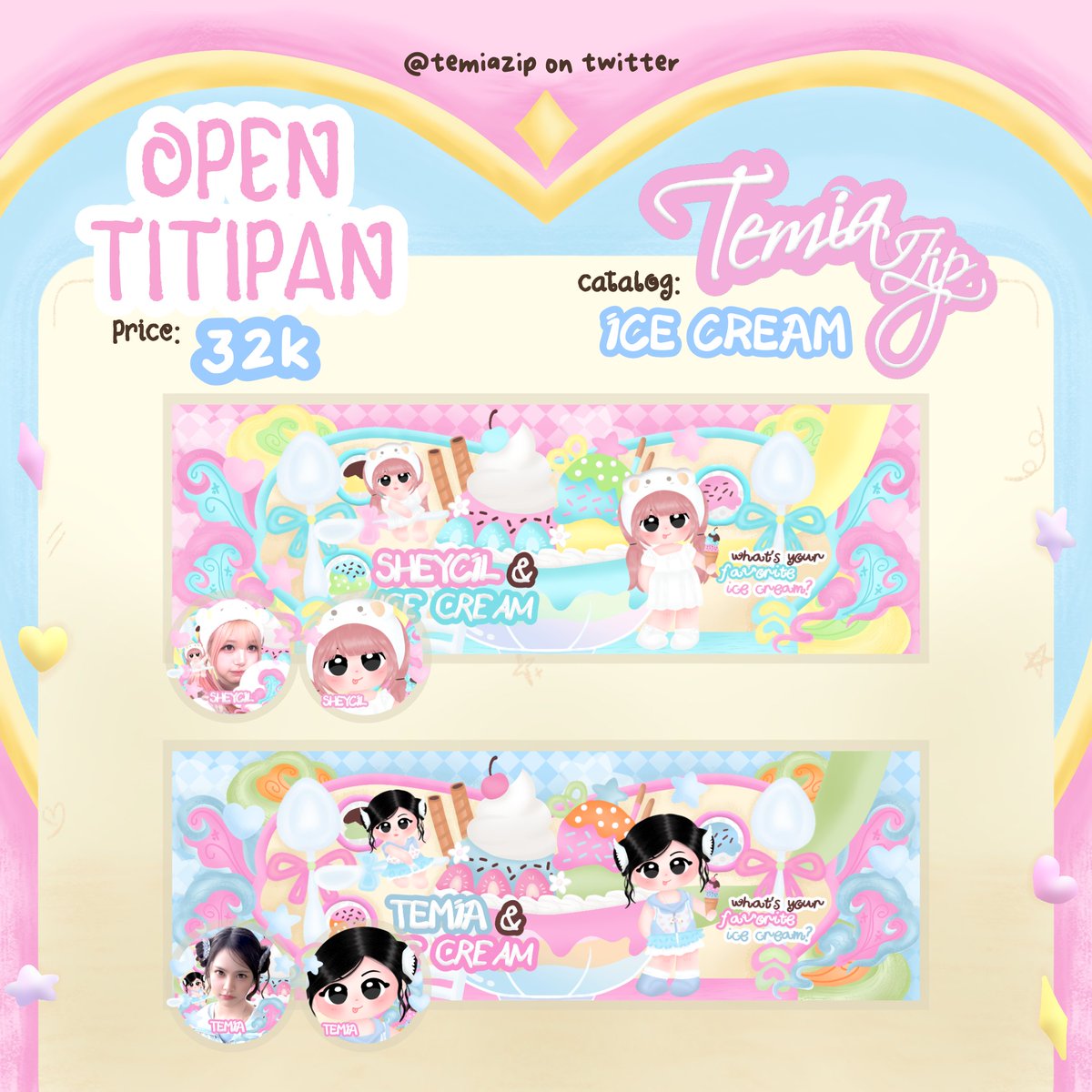 temiazip's tweet photo. help repost yaa teman-teman! terima kasih🩷

sfu. #bealanja 🛒⭐

HAII! 🪽 Mia sedang OPEN TITIPAN katalog ICE CREAM 🍦🍨 seharga https://t.co/IzTGIi4CYV nih. Ayoo ikutan menitip! 

selengkapnya cek rep yaa. <3 https://t.co/4crXx0HVfA