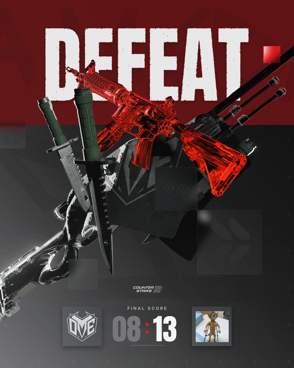 DeathMarkEsport's tweet photo. DME 8 – 13  Shaboing Boing Bandits
🗺️Dust 2

First match. First cast. Just getting warmed up.
It stings, but the season is only just beginning.

We go again on Thursday. https://t.co/pmJbeHIump