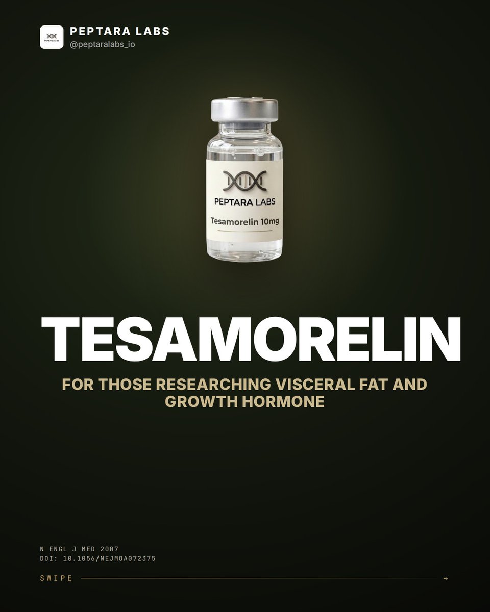panxijonas's tweet photo. Tesamorelin: a beginner’s guide. A GHRH analog that stimulates natural growth hormone pulses. In a 26-week trial, visceral fat fell about 15% vs. a 5% rise with placebo. Approved for specific use. Educational only, not medical advice. https://t.co/zr9hVqqeBI