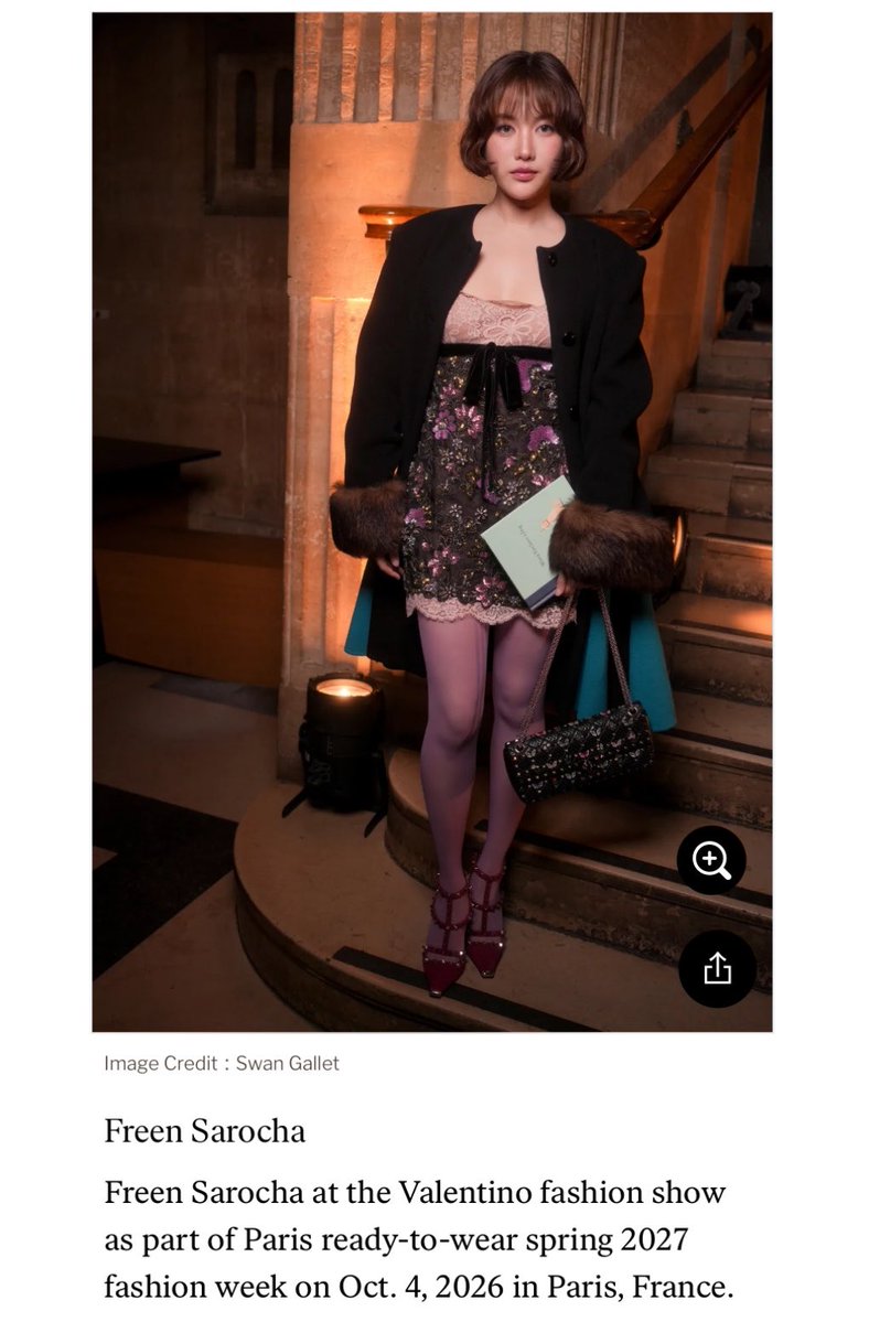 freenfolder's tweet photo. Freen Sarocha at the Valentino fashion show as part of Paris ready-to-wear spring 2027 fashion week on Oct. 4, 2026 in Paris, France. ✨

The Thai actress, who was named a Valentino ambassador at the beginning of 2025, paired her silver-hardware, red Rockstud heels with a pair of semi-sheer purple tights. 

🖇️ https://t.co/WoyKUmOWLZ

#ValentinoSS27xFreen
#ValentinoAntibiblioteca
#ValentinoGaravani
#srchafreen
#PFW

@srchafreen
@MaisonValentino
@ValentinoTH